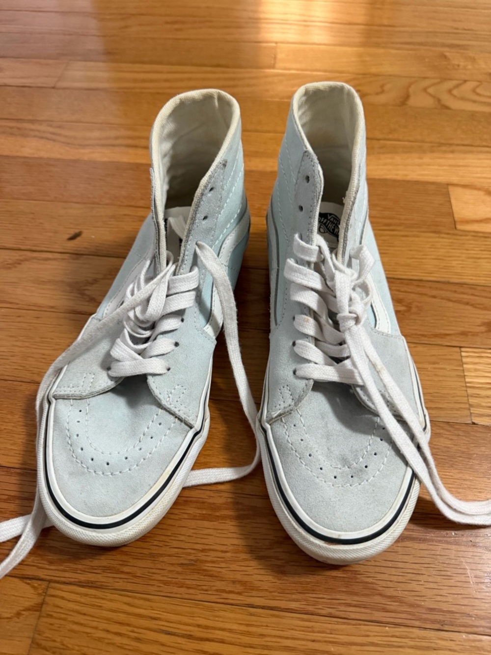 Vans Men's/Women’s High-Top Suede Sneakers in Light Blue and White